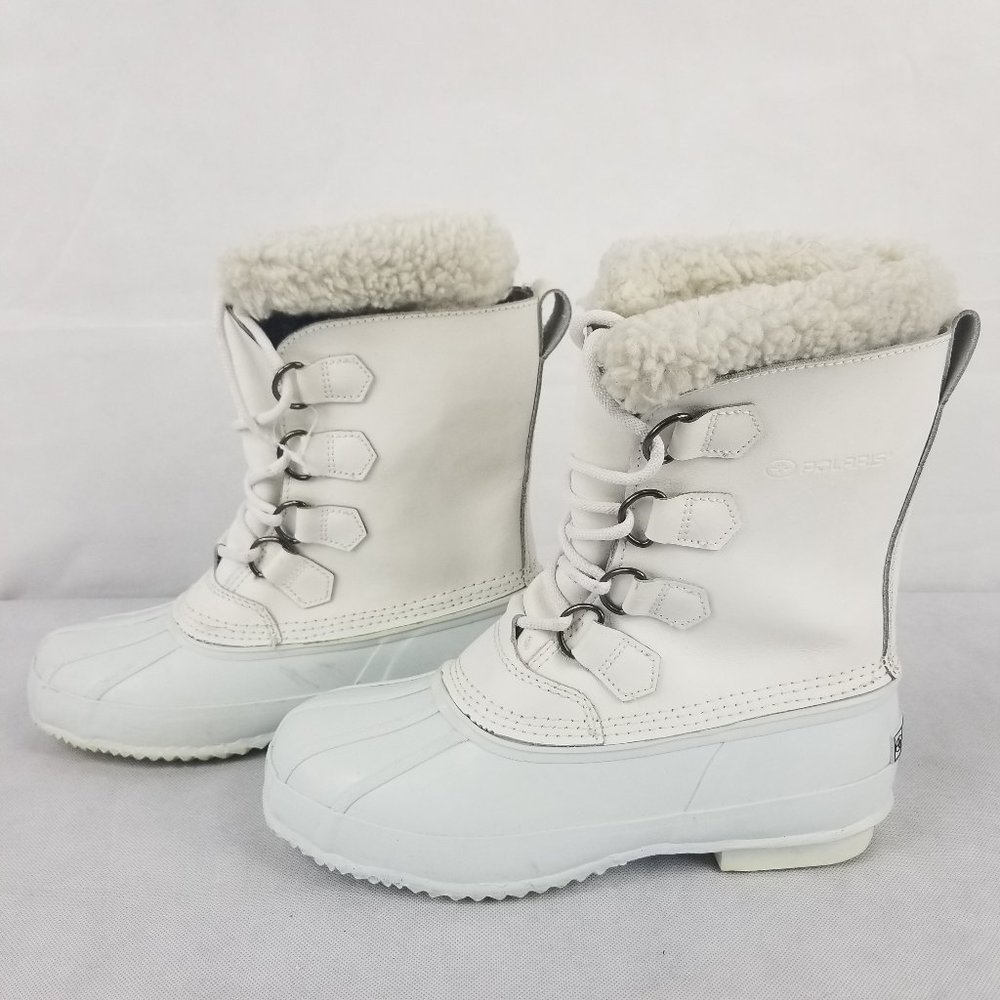 Polaris Size 9 White Steel Shank Wool Insert Boots